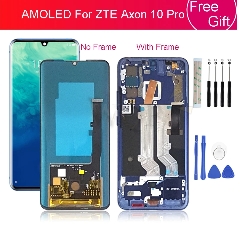 ЖК дисплей AMOLED для ZTE Axon 10 Pro с рамкой кодирующий преобразователь сенсорного