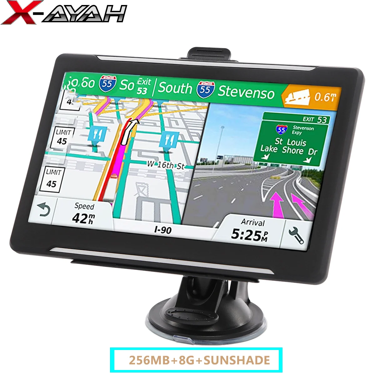 

7-дюймовый GPS-навигатор xaya, портативный навигатор 8 ГБ-256 МБ + солнцезащитный козырек для автомобиля, GPS-навигация, карты устройства, для грузов...