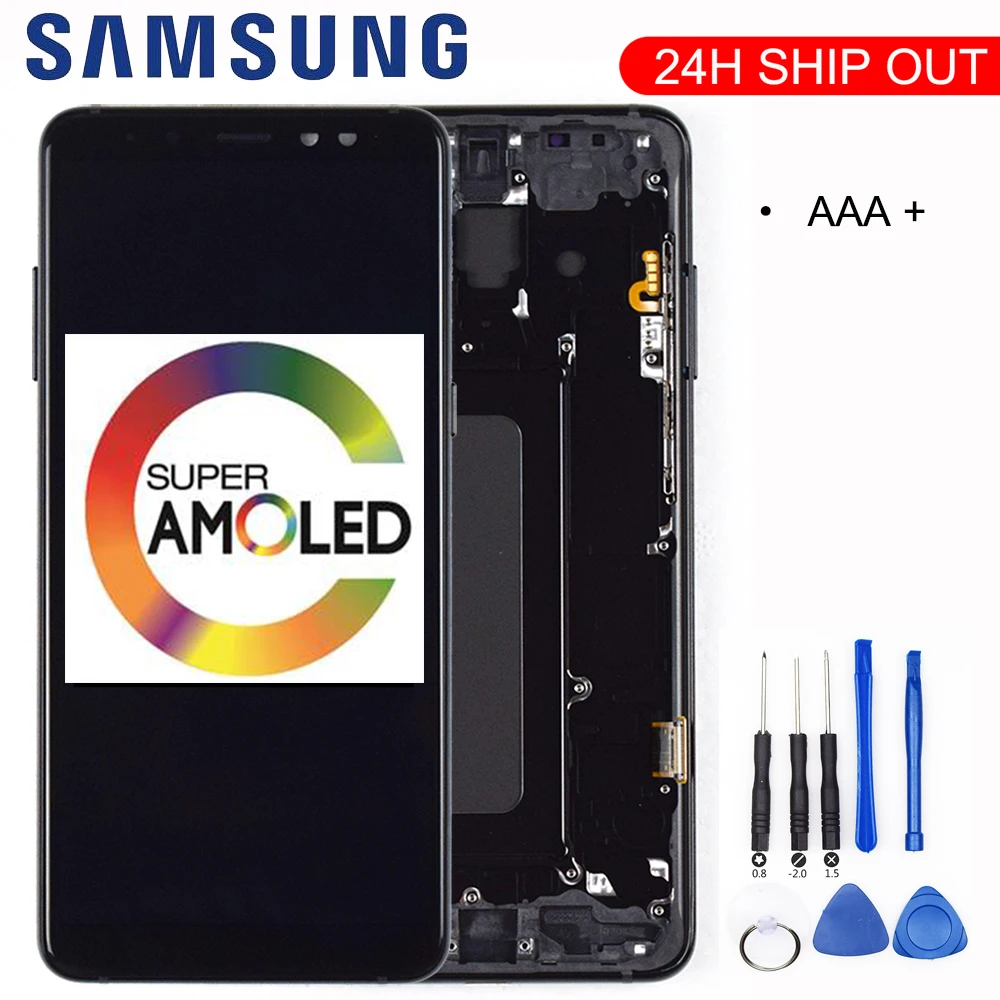 ЖК дисплей AMOLED для SAMSUNG Galaxy A8 Plus 2018 сменный сенсорный экран с дигитайзером