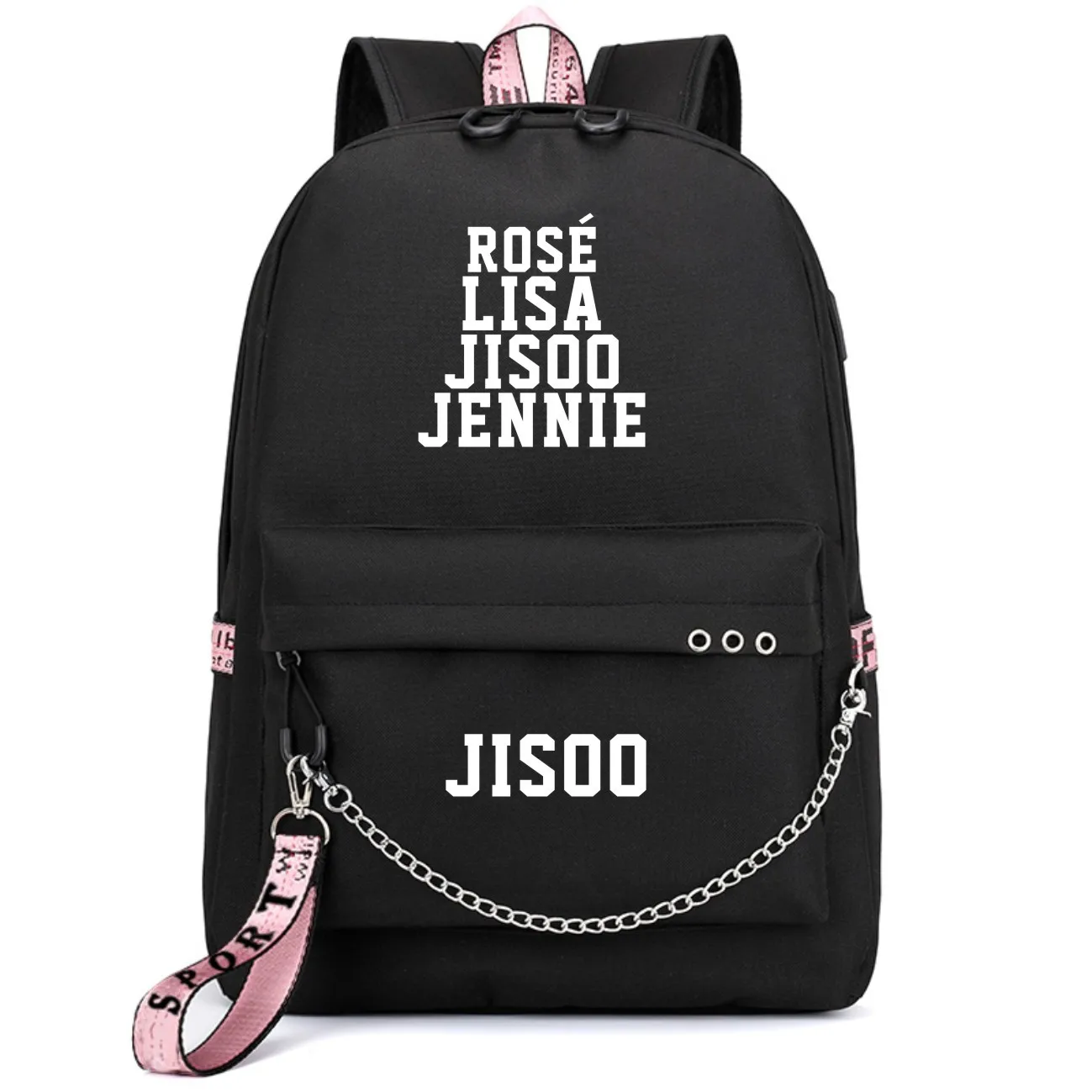 Черный Розовый JISOO Роза Лиза рюкзак для путешествий зарядка через usb ноутбук рюкзак женский розовый рюкзак Холст Школьные сумки черный розовый Rugzak