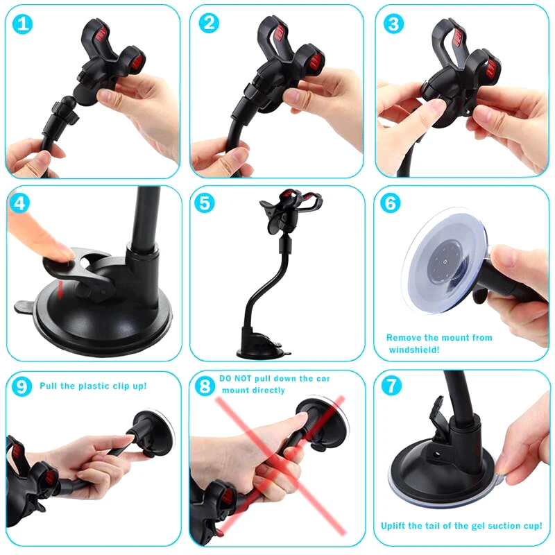 car phone holder 360 degree rotate mobile phone stand car mount for iphone 11 pro xs x windshield long arm clip phone car holder free global shipping