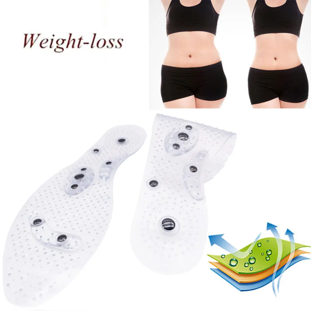 

Magnetic Therapy Massage Insoles Unisex Foot Acupressure Shoe Pads Therapy Slimming Insoles for Weight Loss Transparent