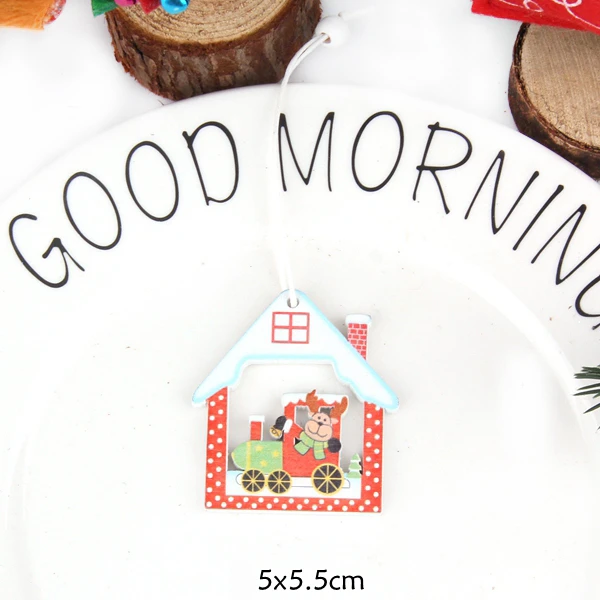 House Deer 6 шт. DIY креативный Печатный Рождественский деревянный чипборд Подвески Украшения для рождественской вечеринки Рождественские елки украшения детские подарки - Цвет: House Deer