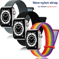 adjustable nylon velcro sport band compatible for apple watch 7se65432 braided weave replacement strap for iwatch series