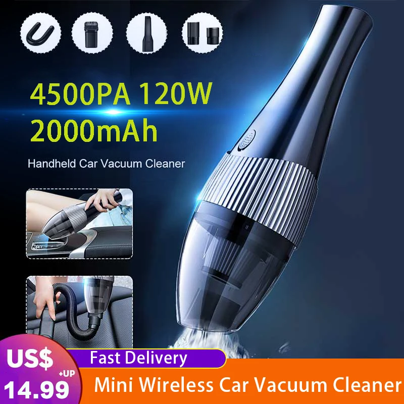 

4500PA 120W Car Vacuum Cleaner Portable Wireless Handheld For Car High Suction Wet And Dry Dual-use 12V Mini Car Vacuum Cleaner