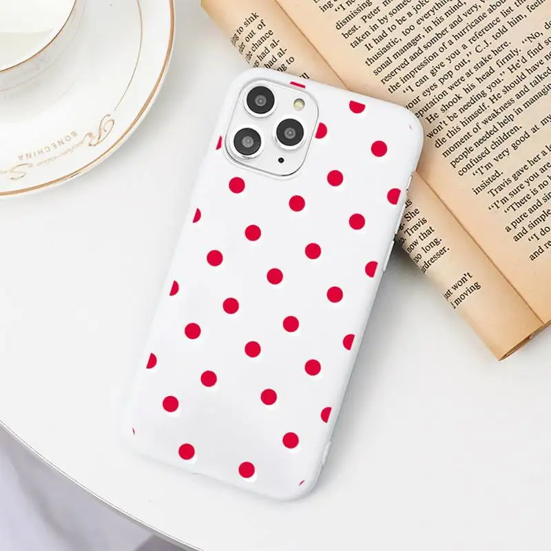

Polka Dot Love Heart Customer Phone Case Candy Color for iPhone 6 7 8 11 12 s mini pro X XS XR MAX Plus