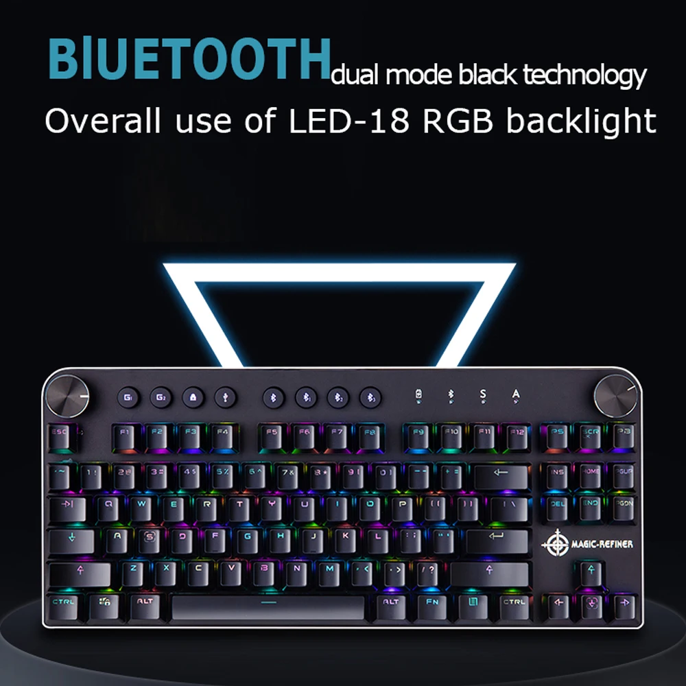 Magic Refiner MK11 Беспроводная Bluetooth Двухрежимная Механическая игровая клавиатура эргономичный дизайн RGB подсветка светящаяся игровая клавиатура
