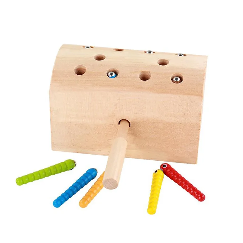 10 видов обучающих насекомых деревянная магнитная ловушка для раннего развития