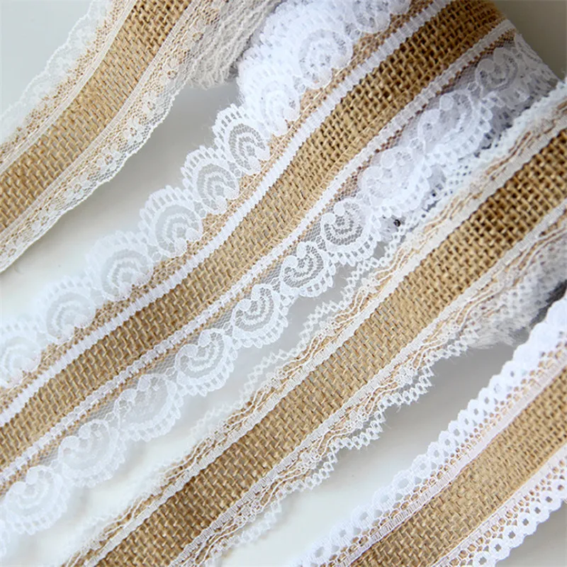 10 м натуральный джут джутовая ткань мешочная кружевная лента с белая отделка