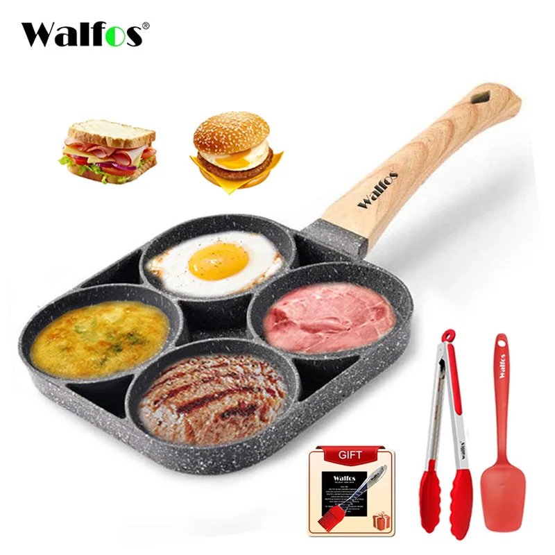 

Walfos 2/4 Hole Frying Pan Pot Breakfast Maker Non-Stick Omelet Cooking Pot Kitchen Cake Egg Mold Pancake Mould Ham Cookware Set