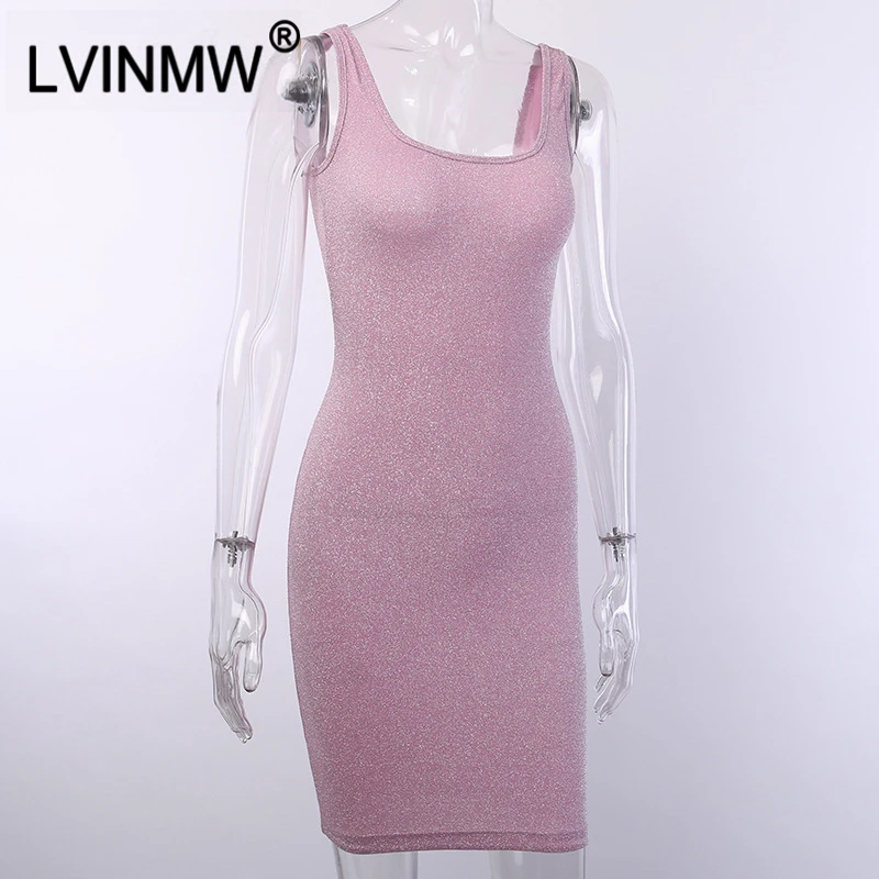 LVINMW сексуальное розовое платье с блестками на бретельках низким вырезом спине