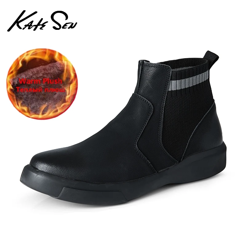 Новинка Брендовые мужские ботинки Зимние из натуральной кожи Плюшевые теплые