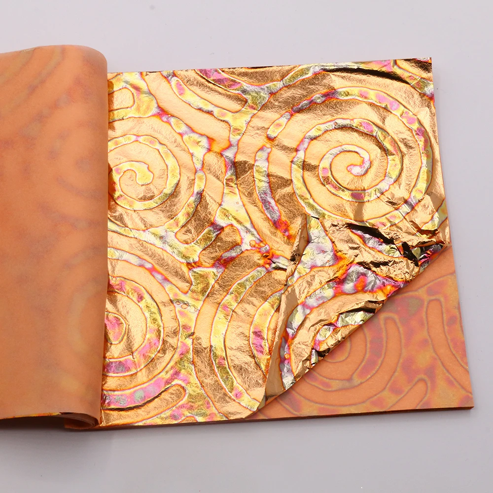 Цветная разноцветная Золотая фольга в форме листьев 25 шт. 14x14 см пятнистая медная