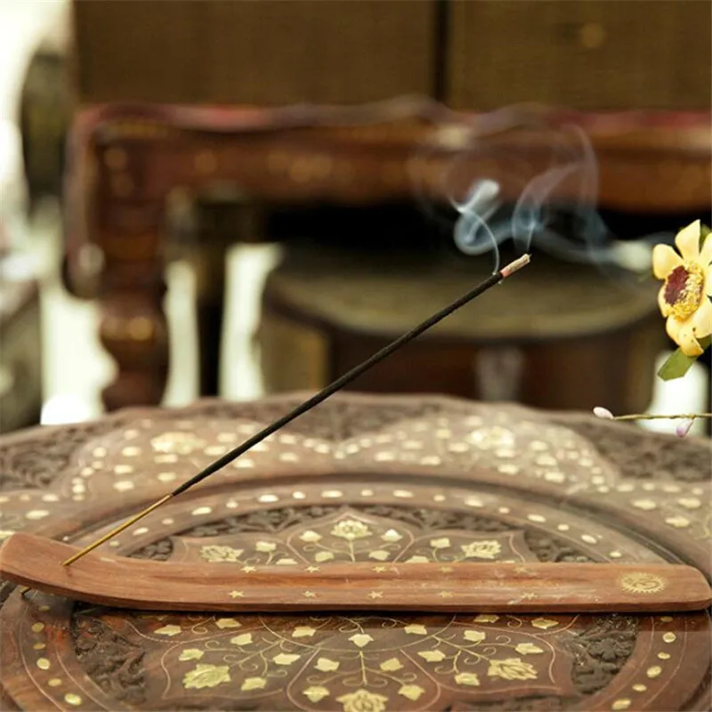 

1 Piece of Retro Incense Stick Bamboo Board Wooden Incense Burner Stand Soot Collector Indian Style Home Decoration