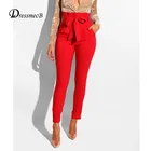 Dressmecb однотонные красные повседневные брюки женские брюки с высокой талией женские брюки-карандаш Летние Модные осенние длинные брюки 2021