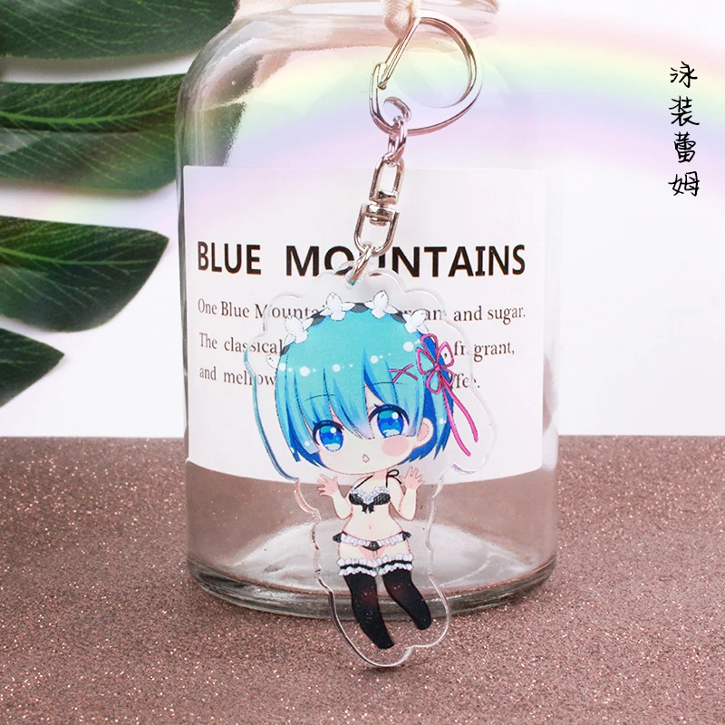 Брелок для ключей с аниме Re: жизнь в другом мире от нуля подвески Emilia Rem Ram