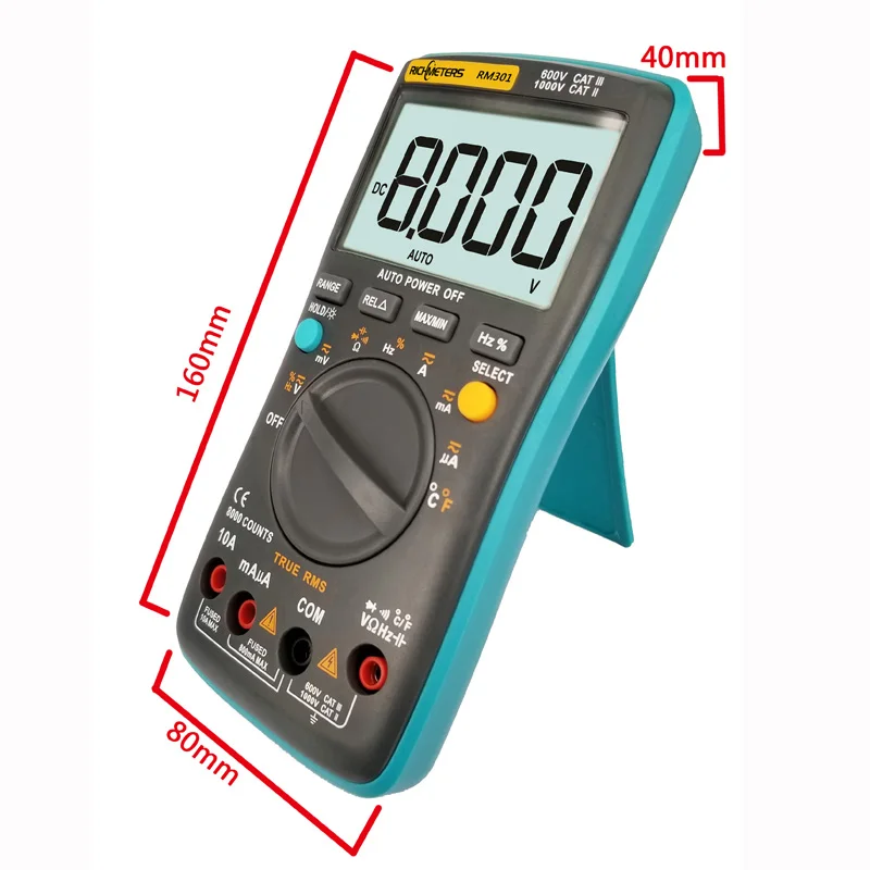 Цифровой мультиметр RM303 вольтметр с функцией True RMS 19999 отсчетов Бесконтактный