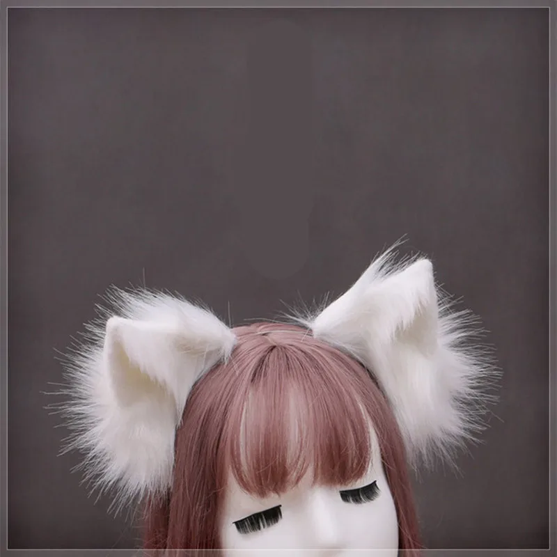 Аниме плюшевые игрушки животных с украшением в виде кошачьих ушек стиле Лолита