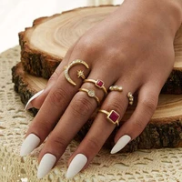 new trendy metal punk knuckle rings sets for women shell design geometric finger rings fashion rock style jewelry gift