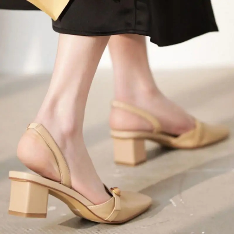 

KemeKiss 2021 Women New Genuine Leather Shoes Sandals For Women Thick Heel Slip On Daily Concise Ladies Footwear Size 34-39