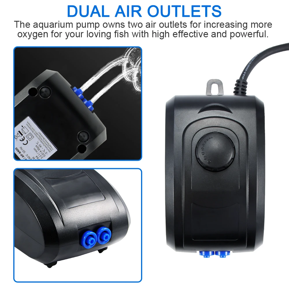 Аквариумный насос для аквариума от китайского производителя 2 выхода воздуха