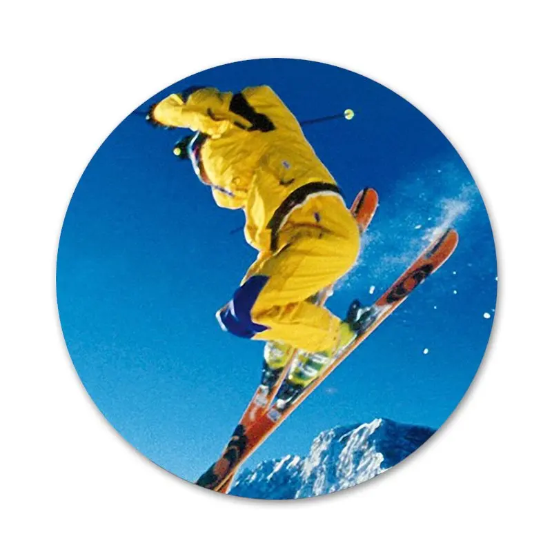 Удивительный значок в стиле Фристайл со снежными лыжами для украшения одежды и