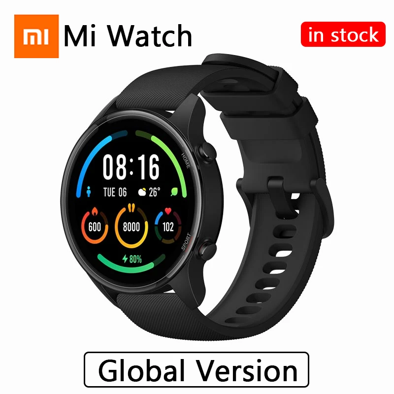 Best Offers Xiaomi Mi Watch Global Version SmartWatch Blood Oxygen GPS Bluetooth Fitness Heart Rate Monitor 5ATM Waterproof Mi Smart Watch