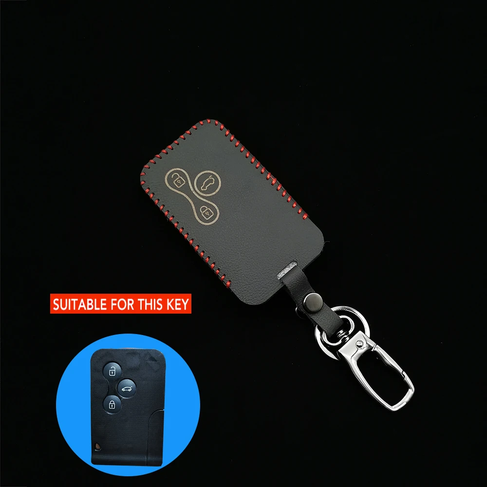 

100% Leather Car Key Case For Renault Clio Logan Megane 2 3 Koleos Scenery Card Remote Control Cover Accessories Protect Shell