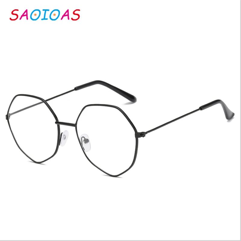 Винтажные большие шестигранные очки SAOIOAS ретро в металлической оправе с