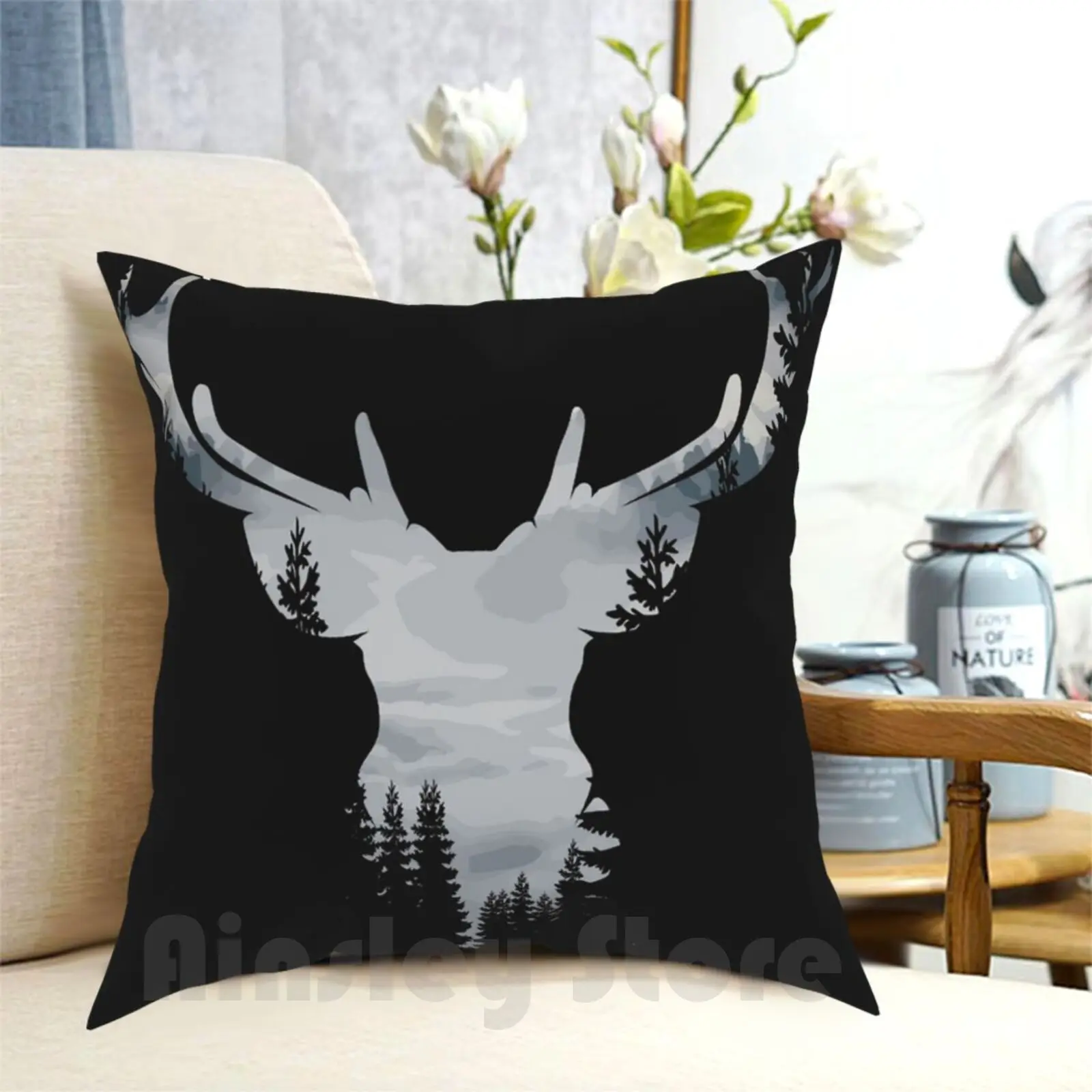 

Deer Winter Forest Pillow Case Printed Home Soft DIY Pillow cover Deer Forest Nature Animal Animals Wild Wildlife Trees