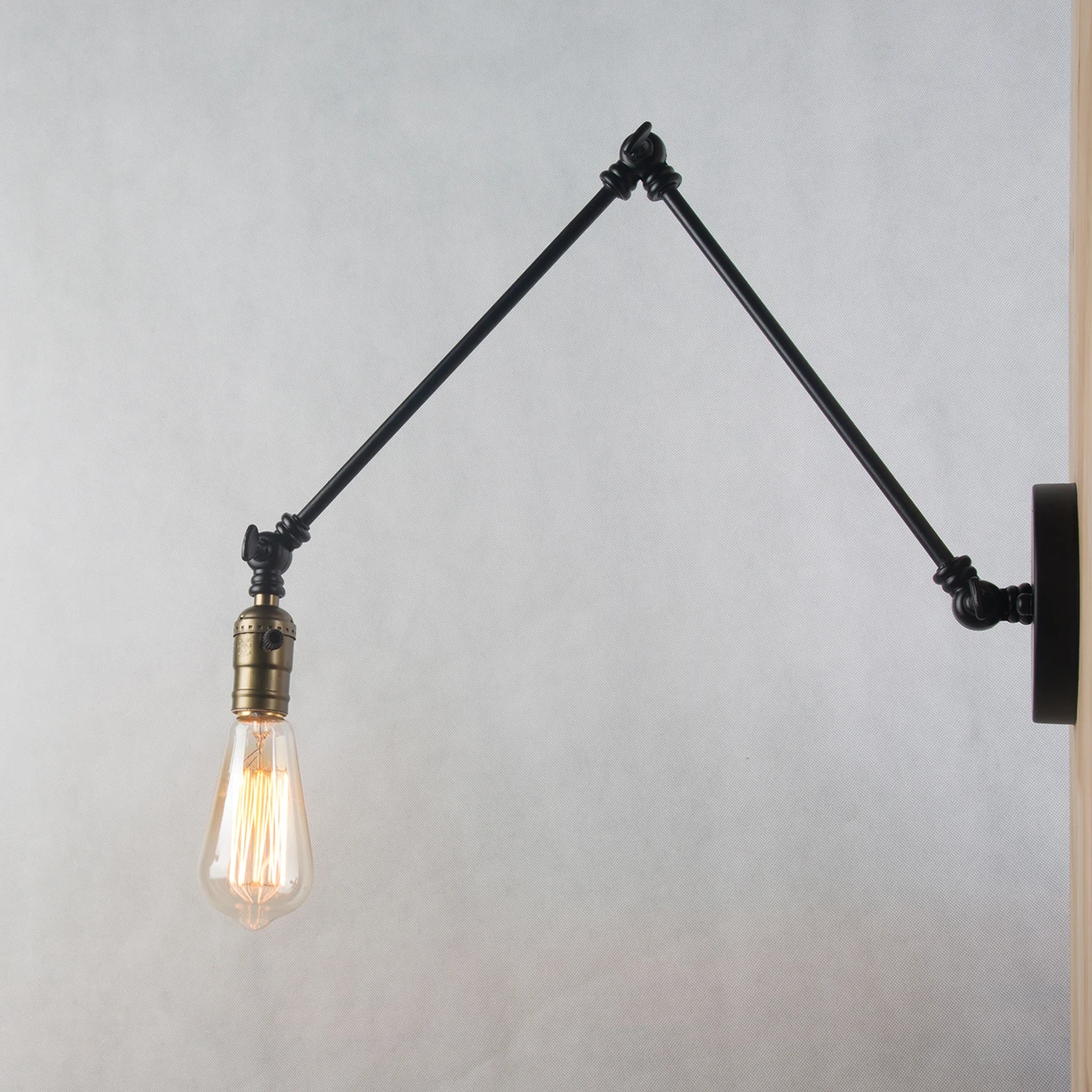 

OuXean Loft Industrial Wall Lamp, 2 Folding Adjustable Long Swing Arm Wall Light Fixtures, Vintage Sconce, Corridor Bedroom