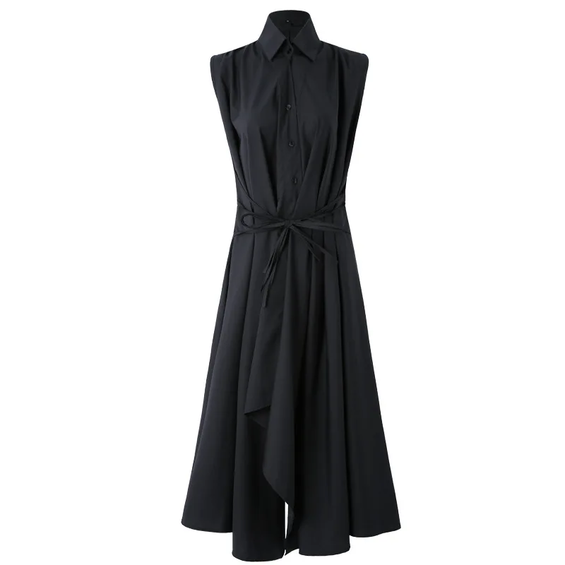 

2020 Long Skirt Dark Wind Women Dress Irregular Yamamoto Sleeveless Platycodon Summer Vestidos