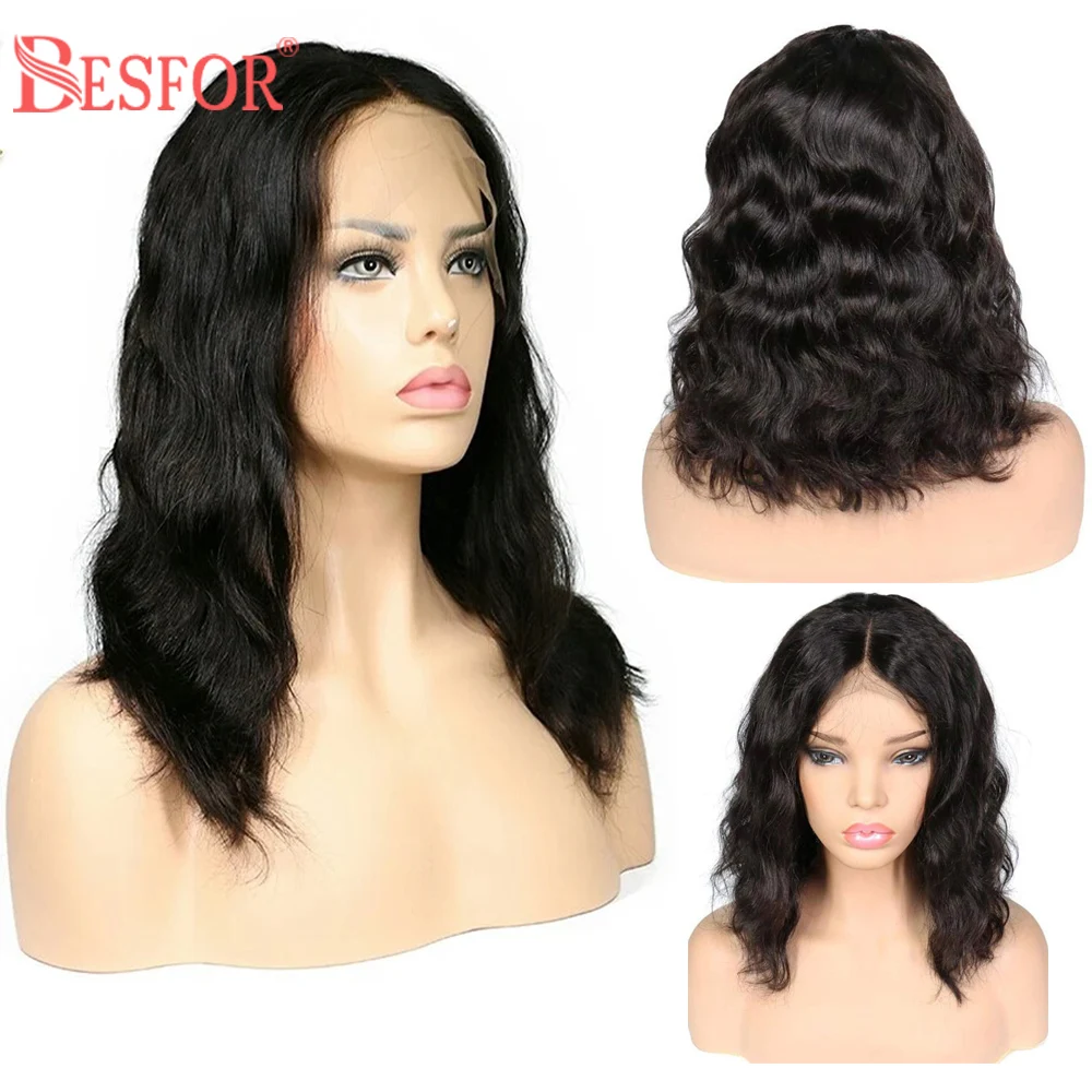 BESFOR Body Wave Бразильские человеческие волосы парики с предварительно выщипанной