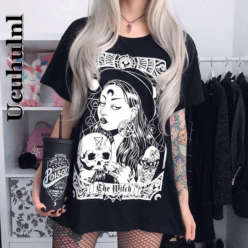 Ucuhulnl Diablo Print Women's Short-sleeved Plus Size Korean Street Loose Bag Hip Sexy T-shirt Skirt | Женская одежда
