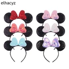 10 шт.лот милые 5 ''с блестками и бантом для девочек Chic повязка на голову 3,3'' с блестками в виде мышиных ушек повязка на голову Детские блестящие головные уборы аксессуаров для ухода за волосами, отражающих последние тенденции
