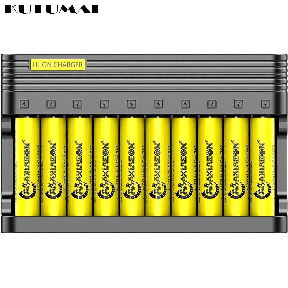 

10 Bays 18650 Battery Charger 10 Slots Universal Smart for 18650 26650 14500 16340 18500 10440 18350 17670 Rechargeable Battery