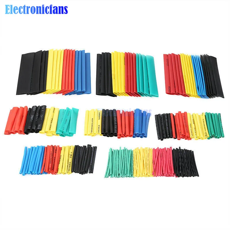 400 шт Полиолефиновая термоусадочная трубка смешанного цвета 8 размеров 1 14 мм 2:1