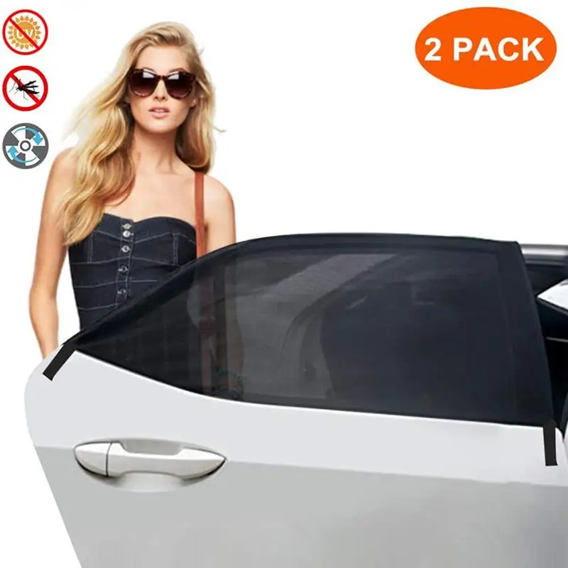 

2pcs Car Window Sunshade Retractable Windshield Car Window Shade Mesh Cover UV Protector Auto Rear Window Curtain Sunshade