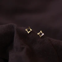 925 sterling silver geometric diamond 14k gold plating earrings women korean style cold noble student jewelry friendship gift