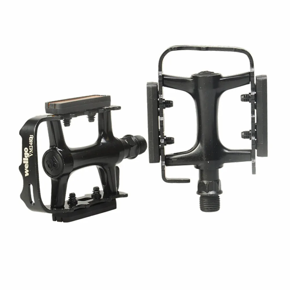 

1 Pair Bicycle Pedals Double DU Bearing Aluminum Alloy Pedal Removable Reflectors Platform MTB Ebike Pedals Black Silver