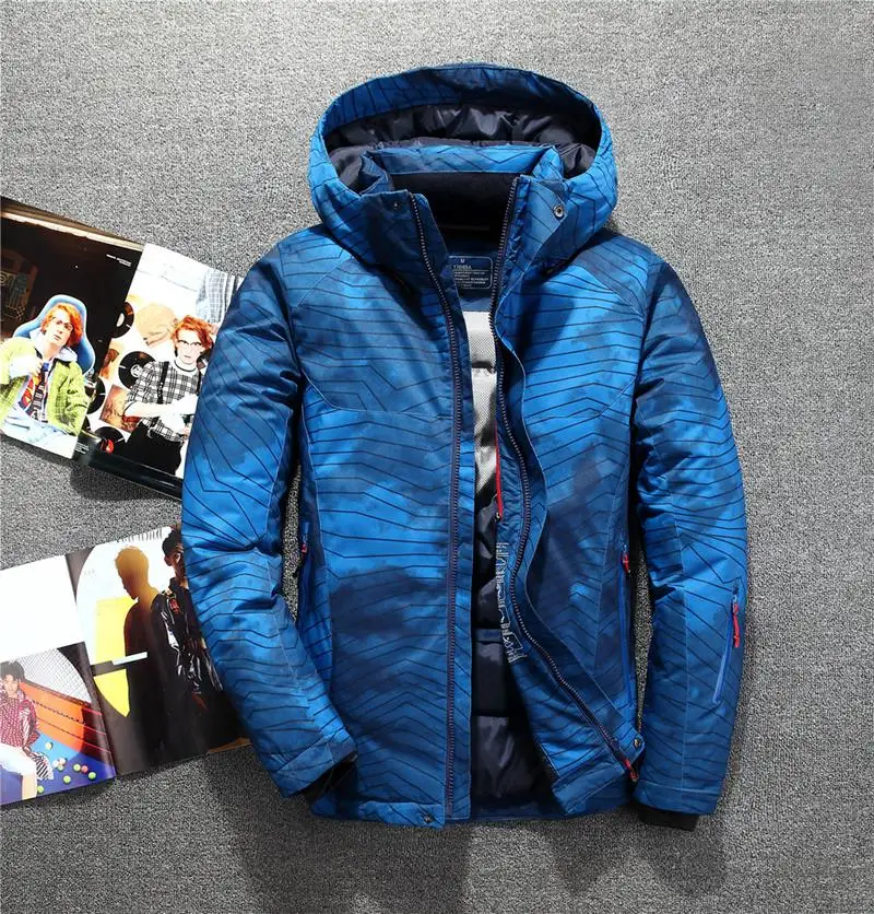 Camouflage Blue Камуфляжная куртка на утином пуху Мужская Новая мода с капюшоном пуховики мужские толстые теплые мужские s белые пуховики Jaqueta Masculina JK-3075 - Цвет: Camouflage Blue