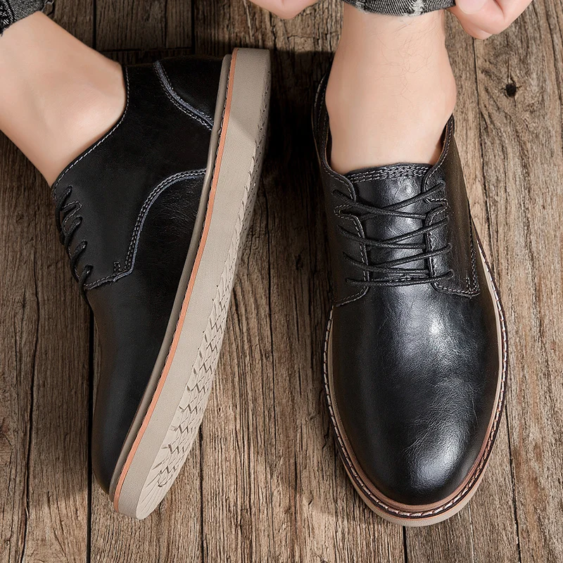 

Luxury Men Flats Casual Mocassions Shoes outdoor Genuine Leather Shoes Retro Brogue Shoes lace up Men's Oxford Footwear shoes s5