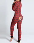 2020 Женская мода элегантная повседневная клетчатая функциональная застежка на пуговицах комбинезоны пижамы с длинным рукавом на пуговицах для взрослых эластичная