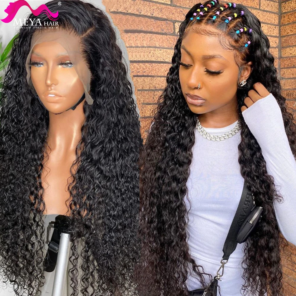 30 inch Deep Wave 13x4 Lace Front Human Hair Wigs Brazilian Water Curly Frontal Wigs Preplucked Black Women 4X4 5x5 Closure 180%