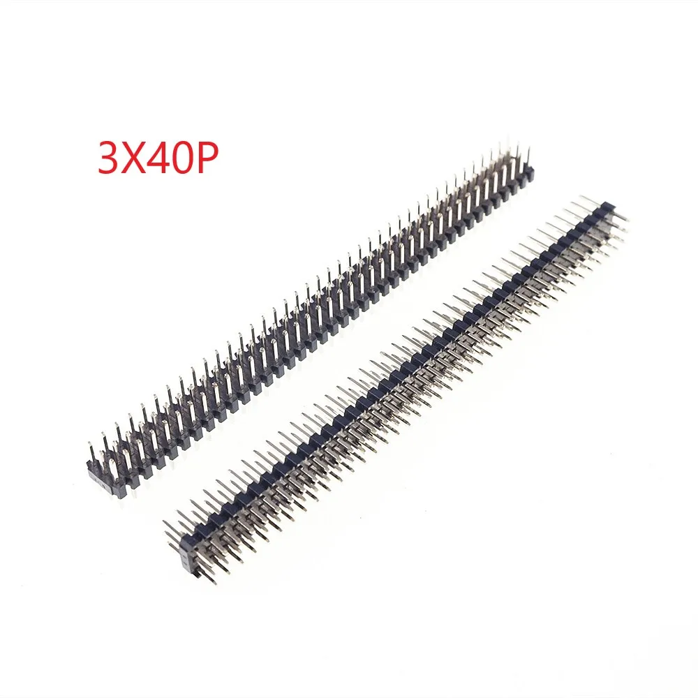 

500pcs 3x40 P 120 Pin 2.0 mm Pin Header Male Triple Row Straight PCB 180 Through Hole Insulator height 2.00mm Rohs Lead Free
