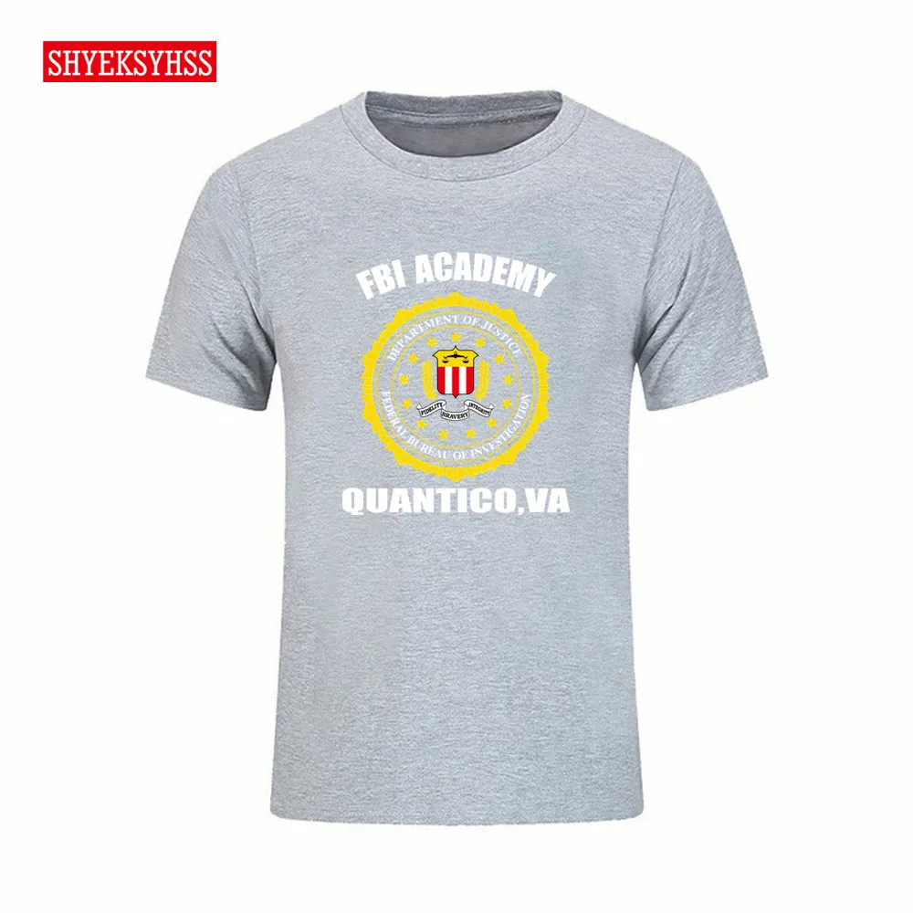 

Men Tshirt FBI Academy Quantico VA Police US Department of Justice printed T shirt men Army O-neck shirt cotton T-shirt