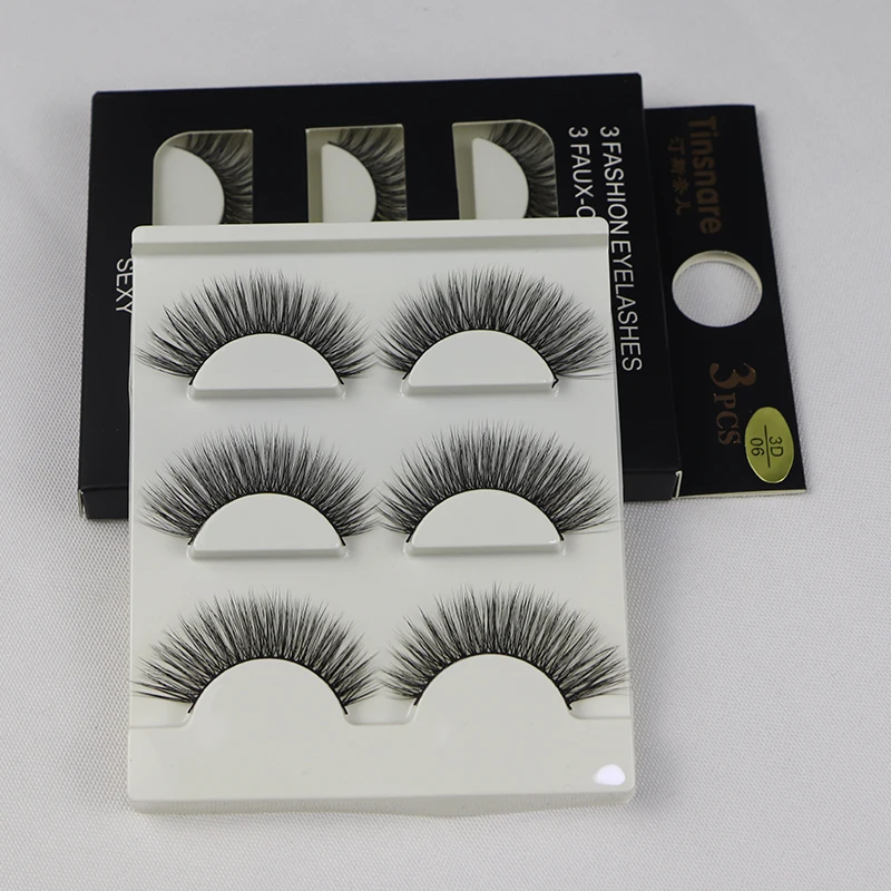 3 пары норковые ресницы натуральные накладные для глаз макияж ручная работа 3d