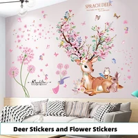 shijuehezi deer rabbit animal wall stickers diy dandelions flowers wall decals for kids rooms baby bedroom home decoration