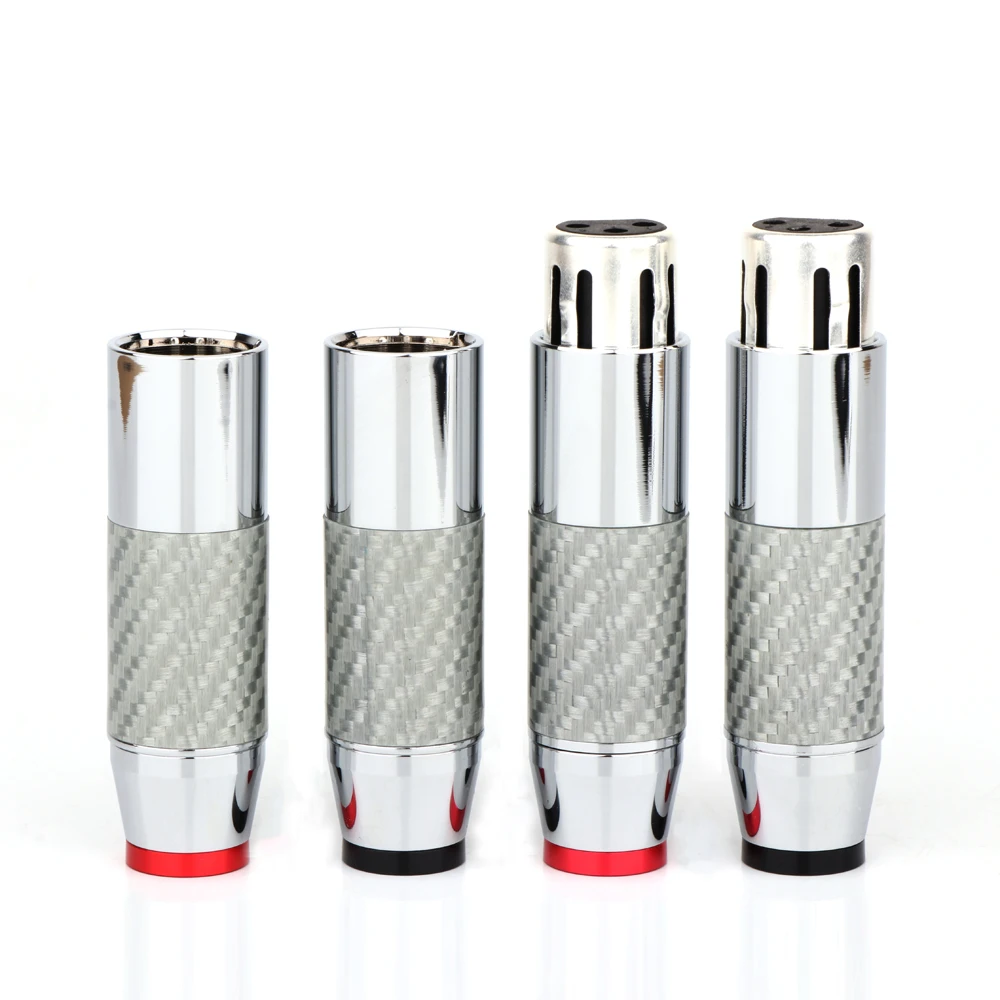 4 шт. Yter из углеродного волокна с серебряным покрытием Соединительный Штепсель XLR