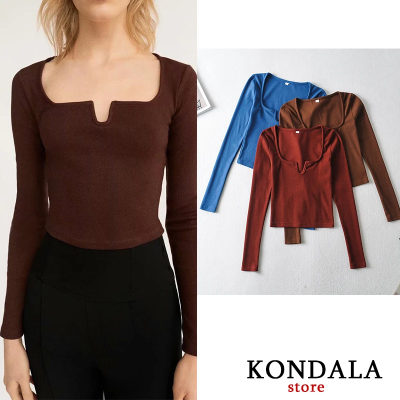 

Za 2020 Office Lady Women Sweaters Knitted Slim Square Collar Fashion Sexy Pullovers Long Sleeve Solid Spring Mujer Tops